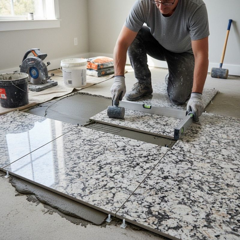 White Marble Tile Installation in Overland Park, KS